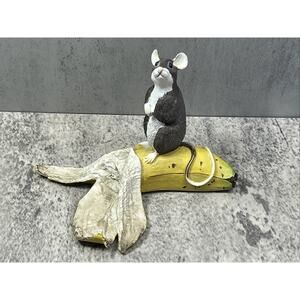 After The Party Mice Figurines Mouse On Banana 1993 Limited Edition Resin Vtg